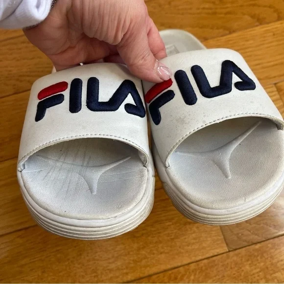 Fila Women's Disruptor Bold Slide Sandals Cushion Sole Red White Blue Sz 7 - Picture 5 of 10
